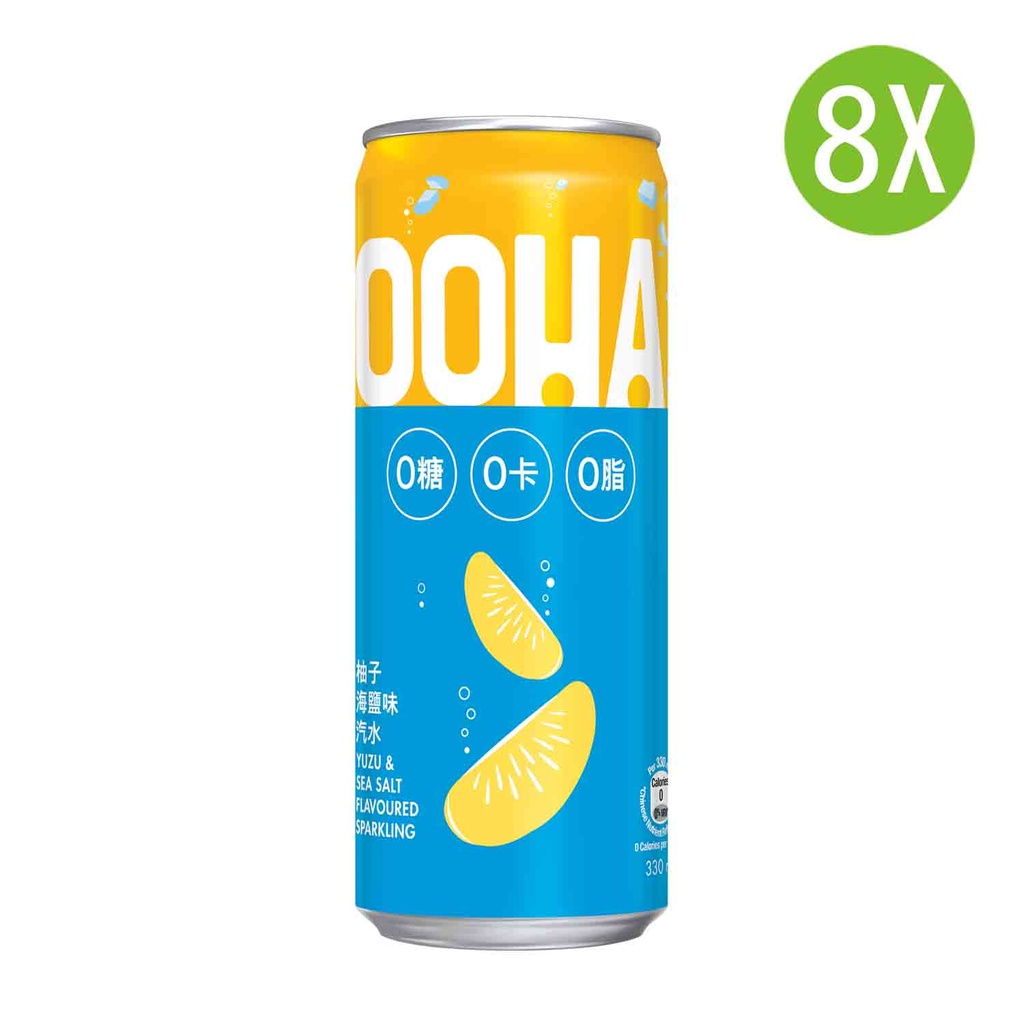 8X OOHA柚子海鹽味無糖汽水 罐裝(無糖) 330mlx8