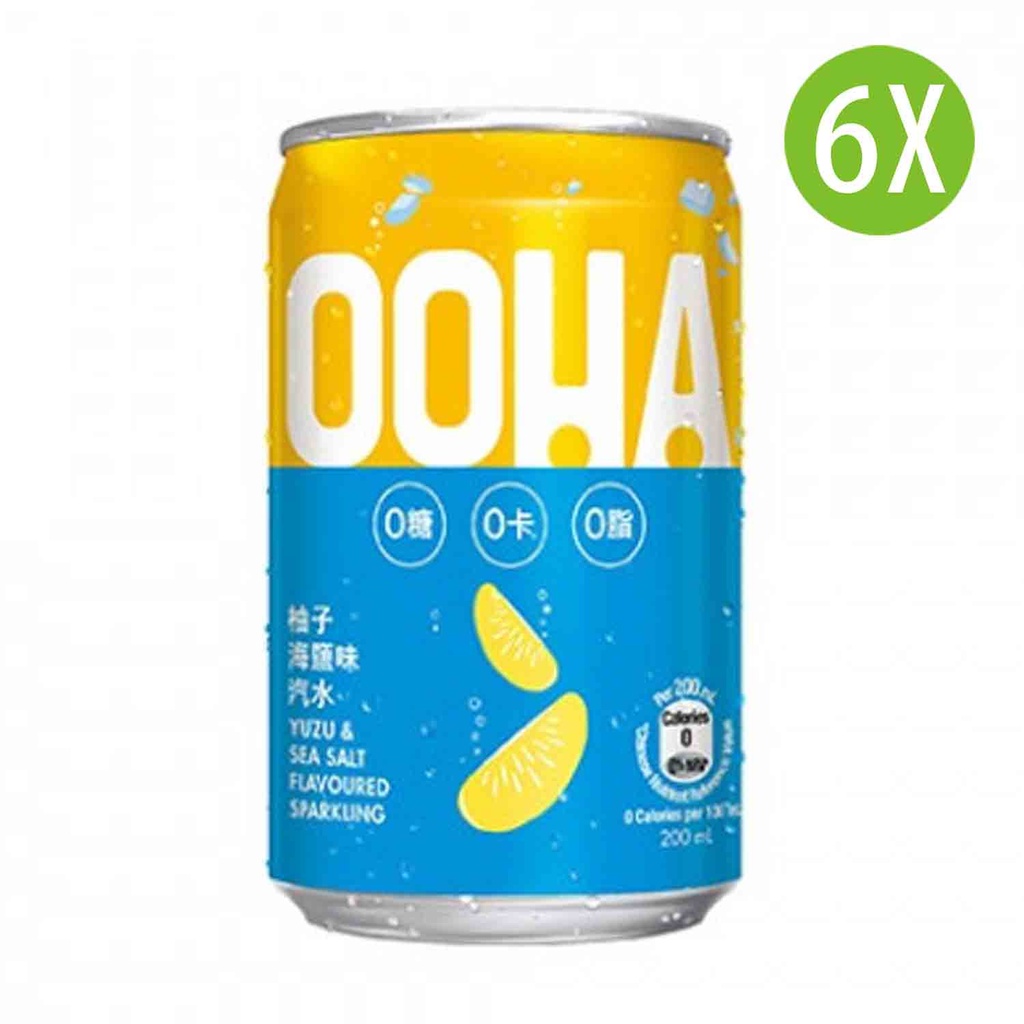 6X OOHA柚子海鹽味無糖汽水 罐裝(無糖) 200mlx6