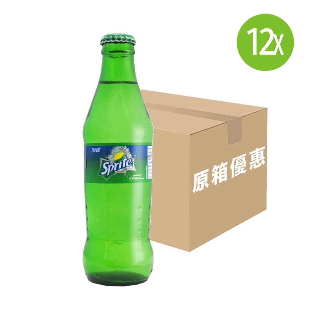 【原箱12支】 雪碧 經典玻璃樽裝 250mlx12