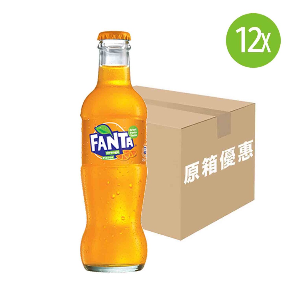 【原箱12支】 芬達橙味汽水 經典玻璃樽裝 250mlx12