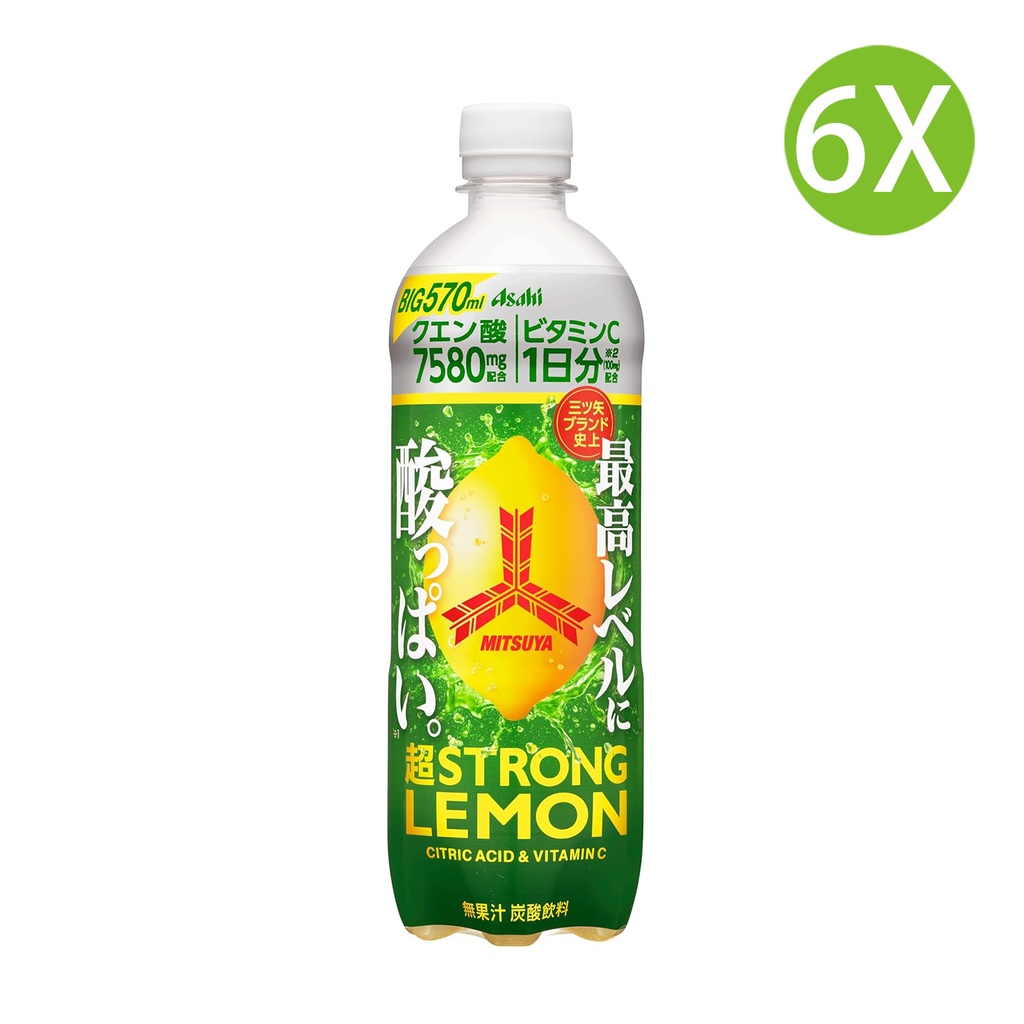 6X 日本製 朝日 三箭超濃檸檬味碳酸飲品(570ml x 6)[2CMG2](包裝隨機) 