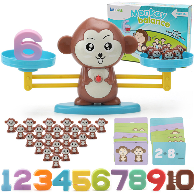 K3-P1 教材 - Monkey Balance 兒童數學遊戲, ESF 教材 卡通天秤玩具 加減 數學玩具 益智 互動 STEM玩具