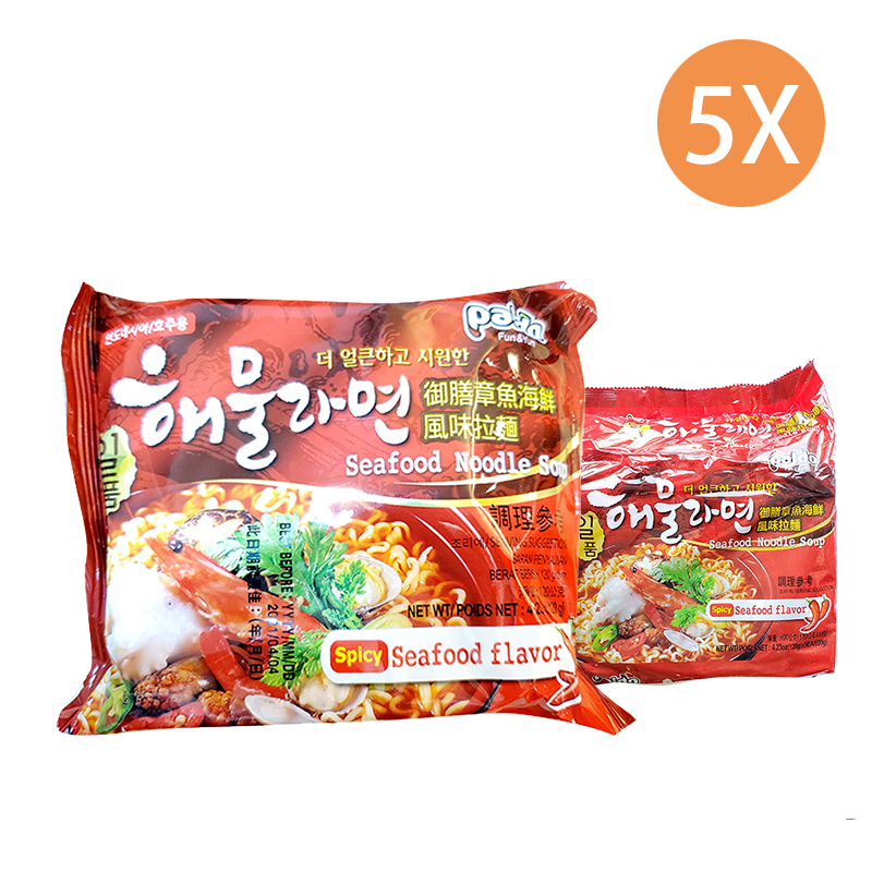 5X 韓國製 御膳章魚海鮮風味拉麵 韓國麵,韓國泡麵,韓國即食麵 120g [紅色]