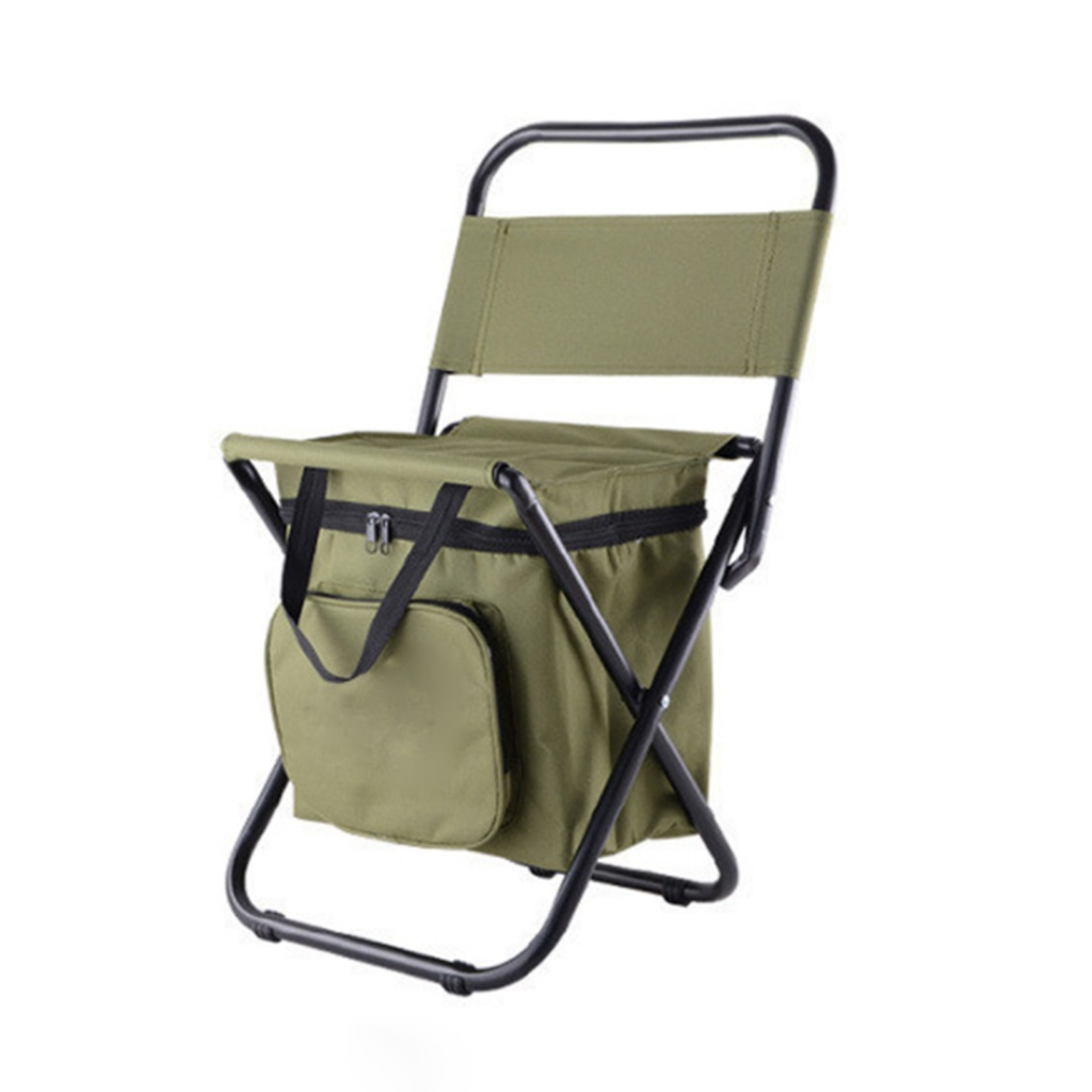 多功能露營椅 戶外折疊凳 便攜冰包凳帶保溫包 釣魚凳 (顏色隨機)