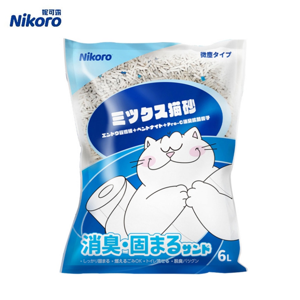 日本 Nikoro 妮可露混合豆腐膨潤土貓砂 除臭近無粉塵 6L (包裝隨機)