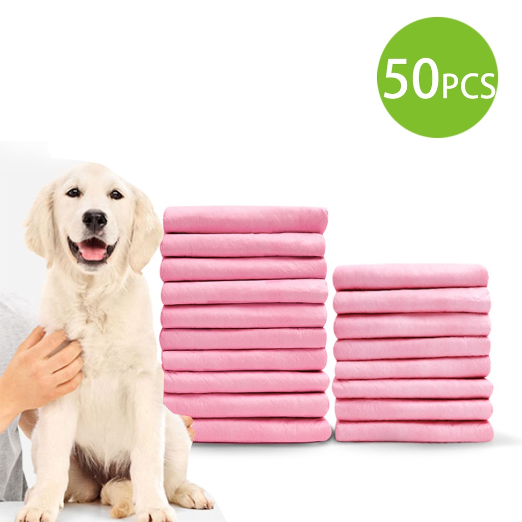粉紅色寵物尿墊 狗狗 貓咪隔尿墊加厚 M 45 x 60cm (50 pcs) 不漏除臭寵物廁所用品 (粉紅色)