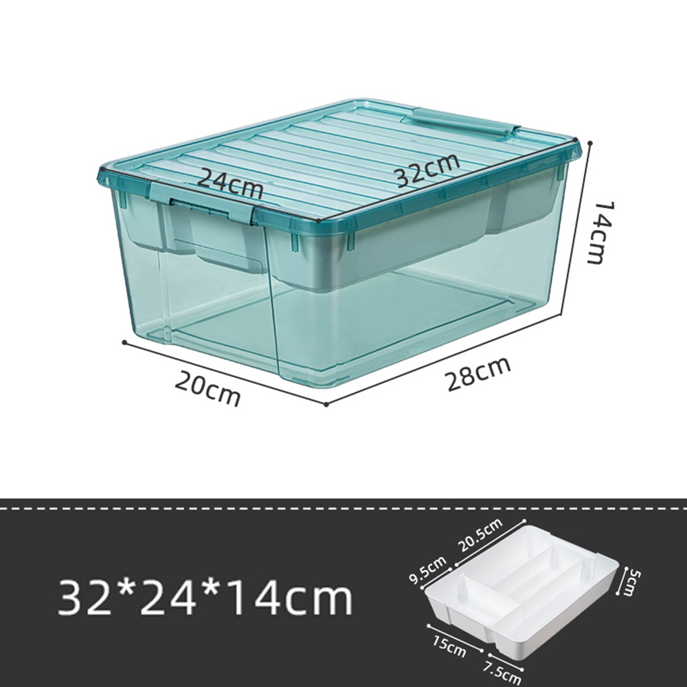 樂高積木零件收納盒 帶隔層 玩具儲物箱 小號(淺灰綠色)