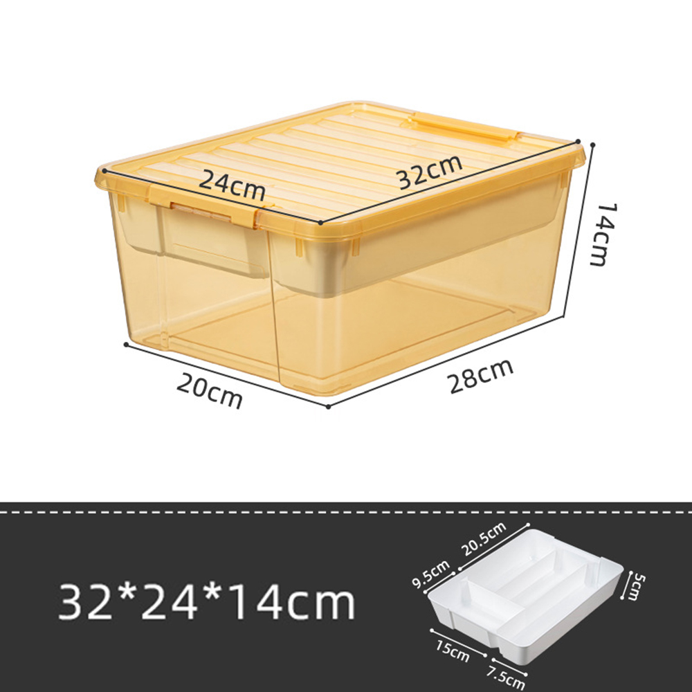樂高積木零件收納盒 帶隔層 玩具儲物箱 小號(檸檬黃色)