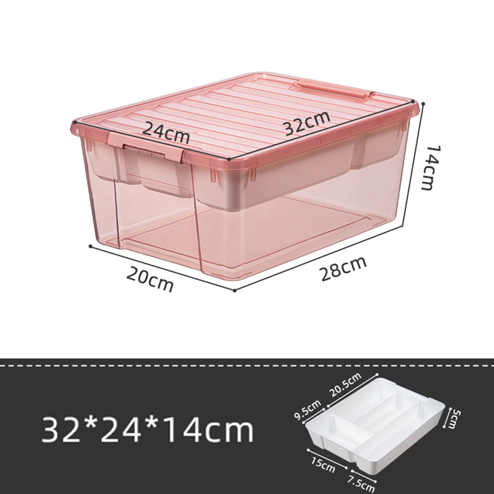 樂高積木零件收納盒 帶隔層 玩具儲物箱 小號(日落粉紅色)