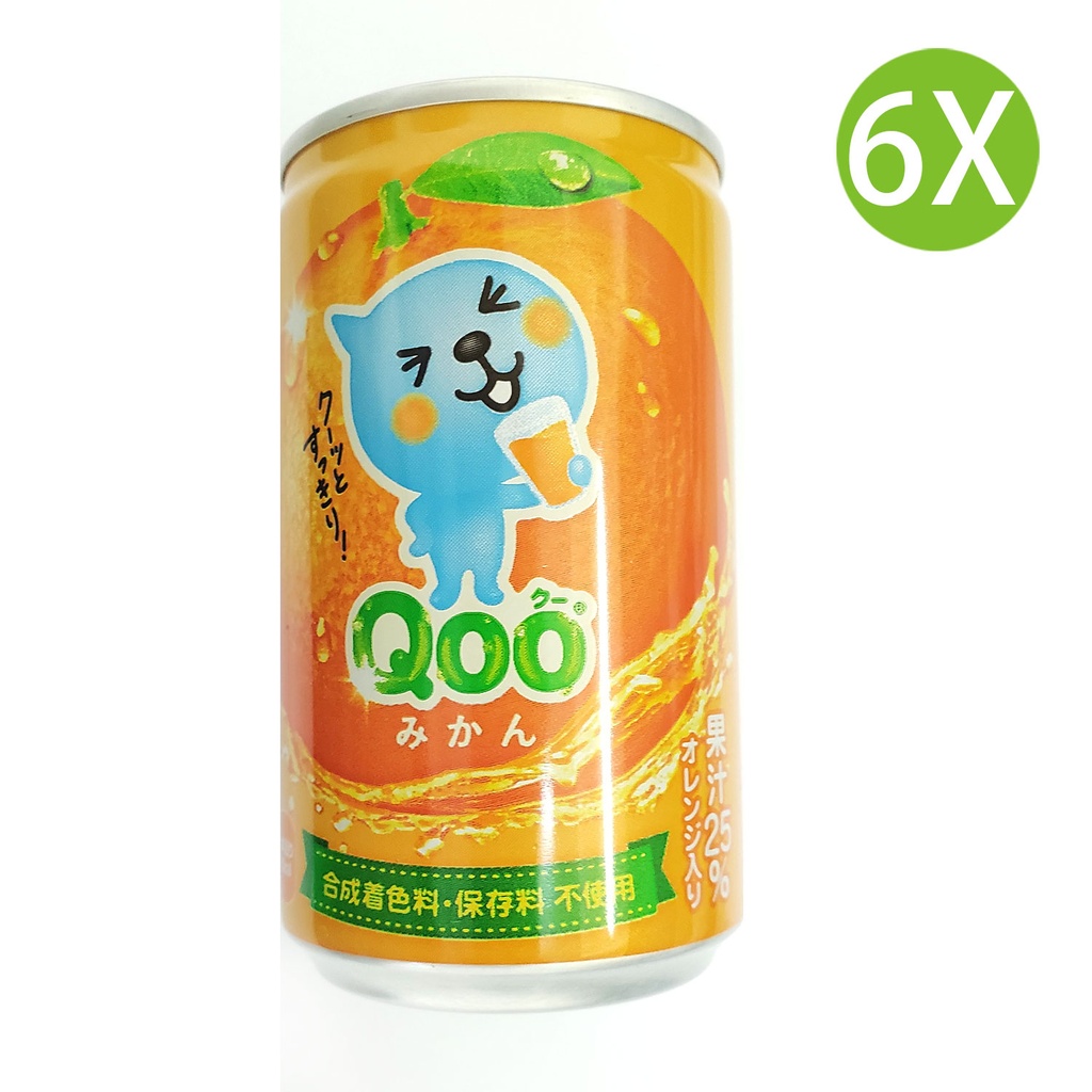 6X 日本製 Qoo 柑味 橘子味 橙汁飲料 可口可樂美汁源 (160ml x 6) [053034]