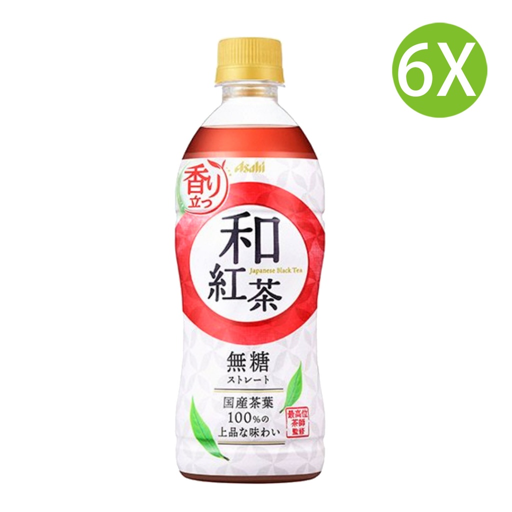 6X 日本製 朝日 和紅茶 無糖茶 日本茶葉使用 (500ml x 6)  紅箱 [2CJW1]