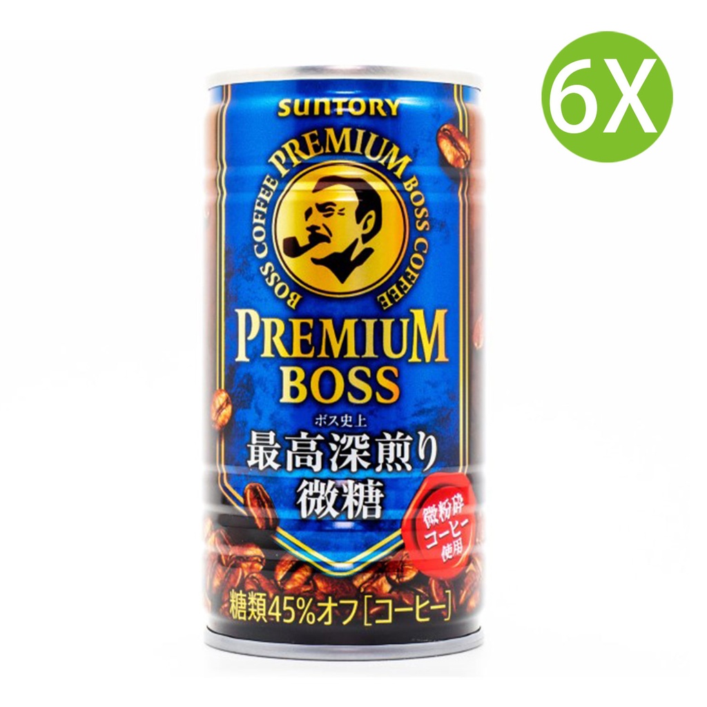 6X 日本製 Suntory Premium BOSS Coffee 咖啡 微糖 (185g x 6) 藍罐 [FBBK2]