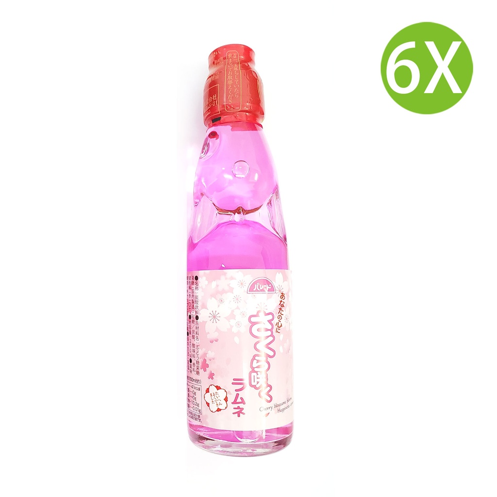 6X 日本製 櫻花波子汽水(大阪地區)(200ml x 6) [RAMUNE] [新鮮櫻花 最佳日期: 2024/02/29]