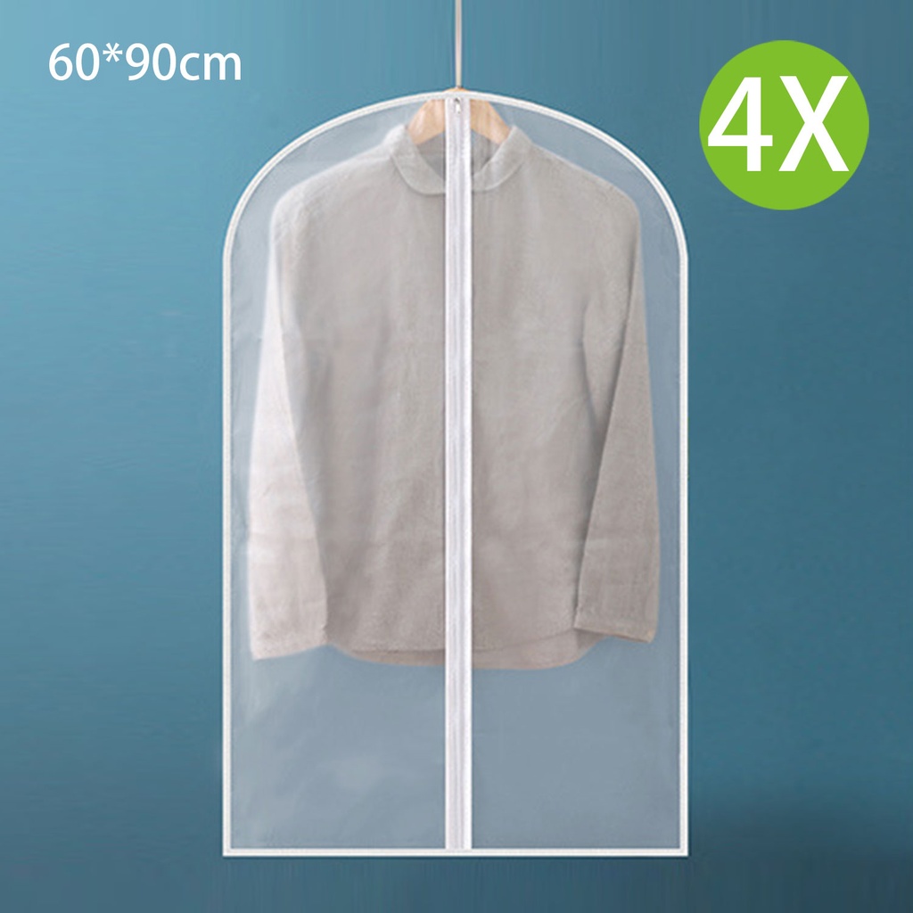 4X 透明衣服防塵袋 (4個裝) 防塵罩 襯衫防塵袋 防潮 60 x 90cm