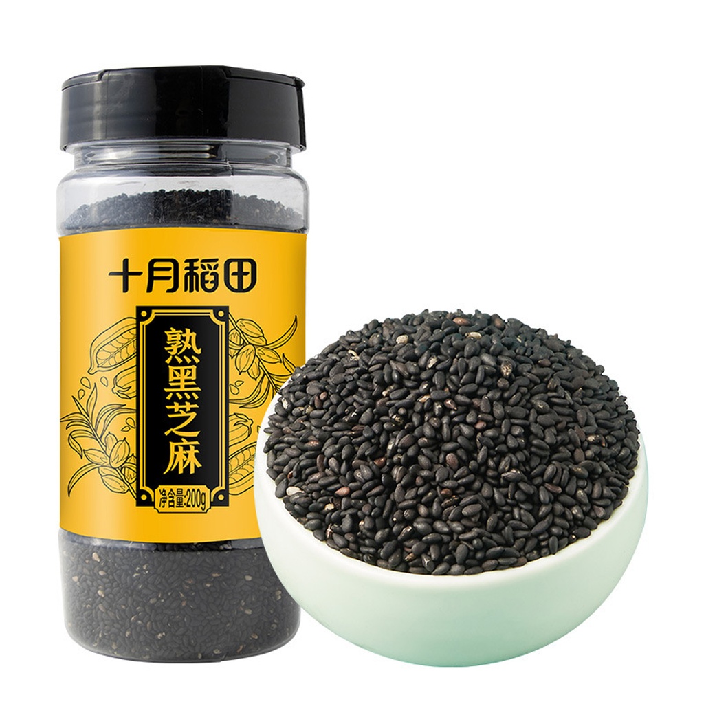 十月稻田 熟黑芝麻 無添加 溫炒制熟 幹吃 香醇飽滿 200g (新舊包裝隨機發貨)