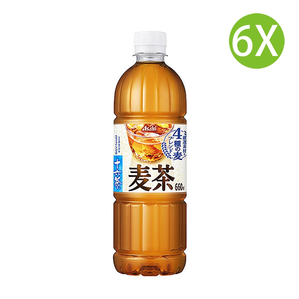 6X 日本製 朝日 Asahi 無咖啡因 16 茶 十六茶 麥茶 (660ml x 6) [2CKK2 藍箱]