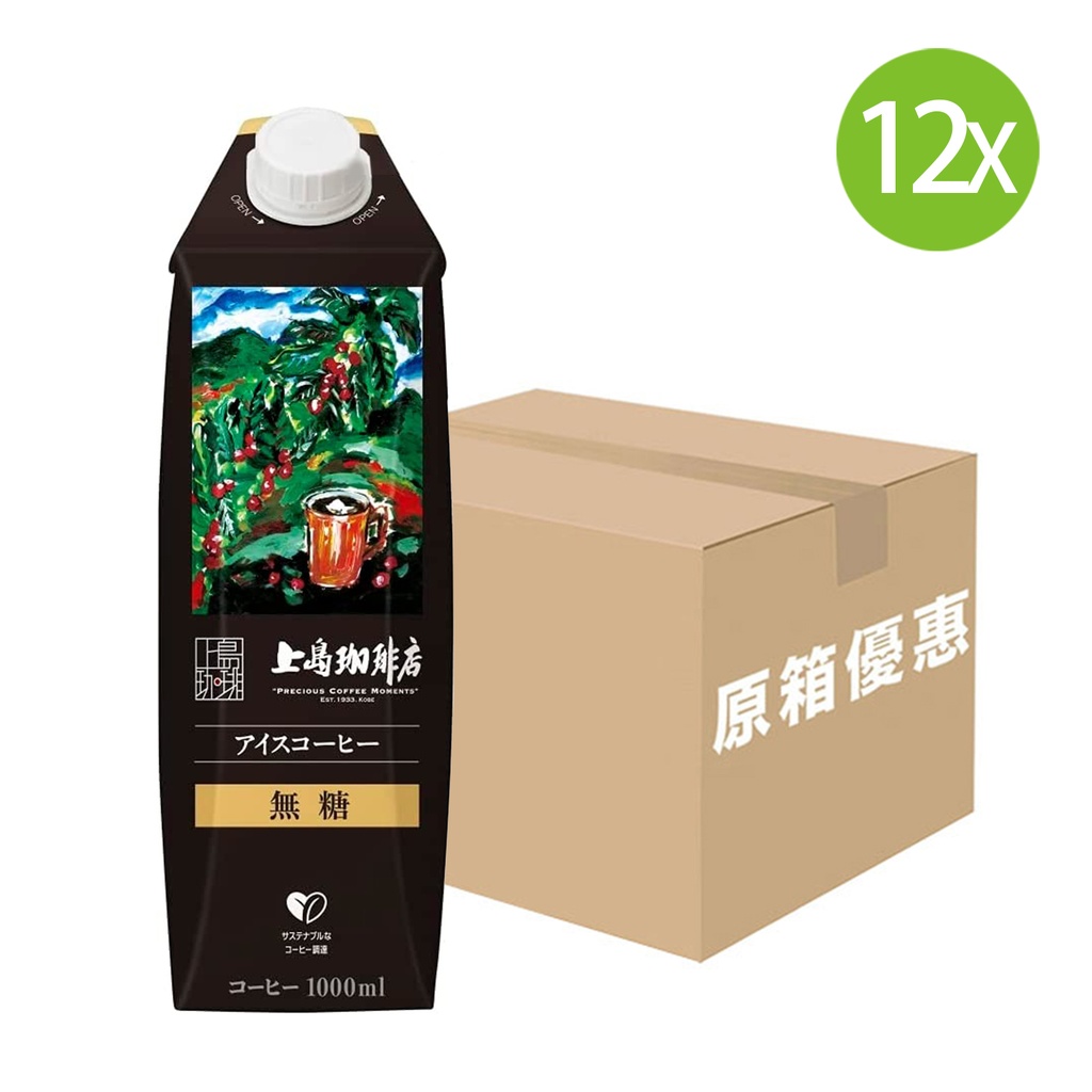 12X 日本製 上島珈琲店 無糖咖啡 (1000ml x 12) #UCC Coffee, UCC 咖啡 [504345]
