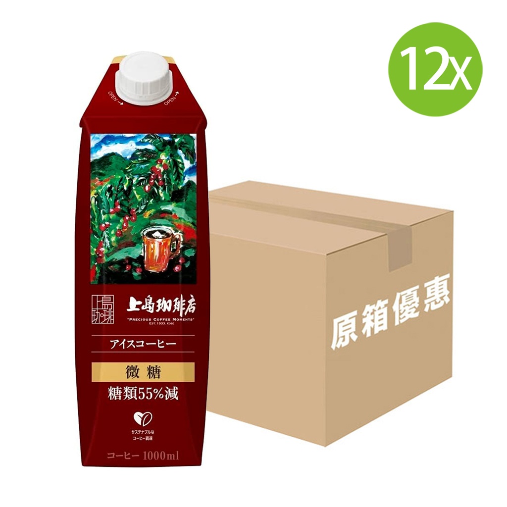 12X 日本製 上島珈琲店 微糖咖啡 (1000ml x 12) #UCC Coffee, UCC 咖啡 [504346]