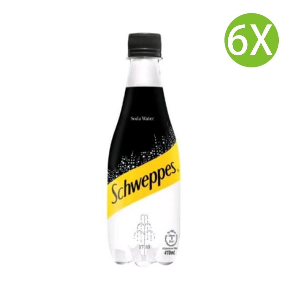 6X 玉泉 梳打水 蘇打水 Schweppes Soda Water(410ml x 6)膠樽裝 [黑色] [包裝隨機]