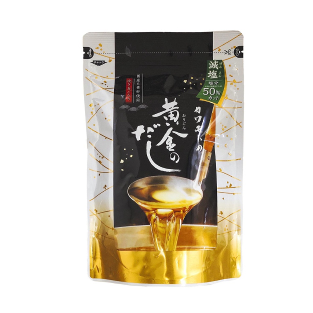 日本製 北前船之川本 黃金高湯包 (減少50%鹽分)鏗魚昆布 茶包式野菜高湯料理湯包 (8g x 18包) (包裝隨機)  