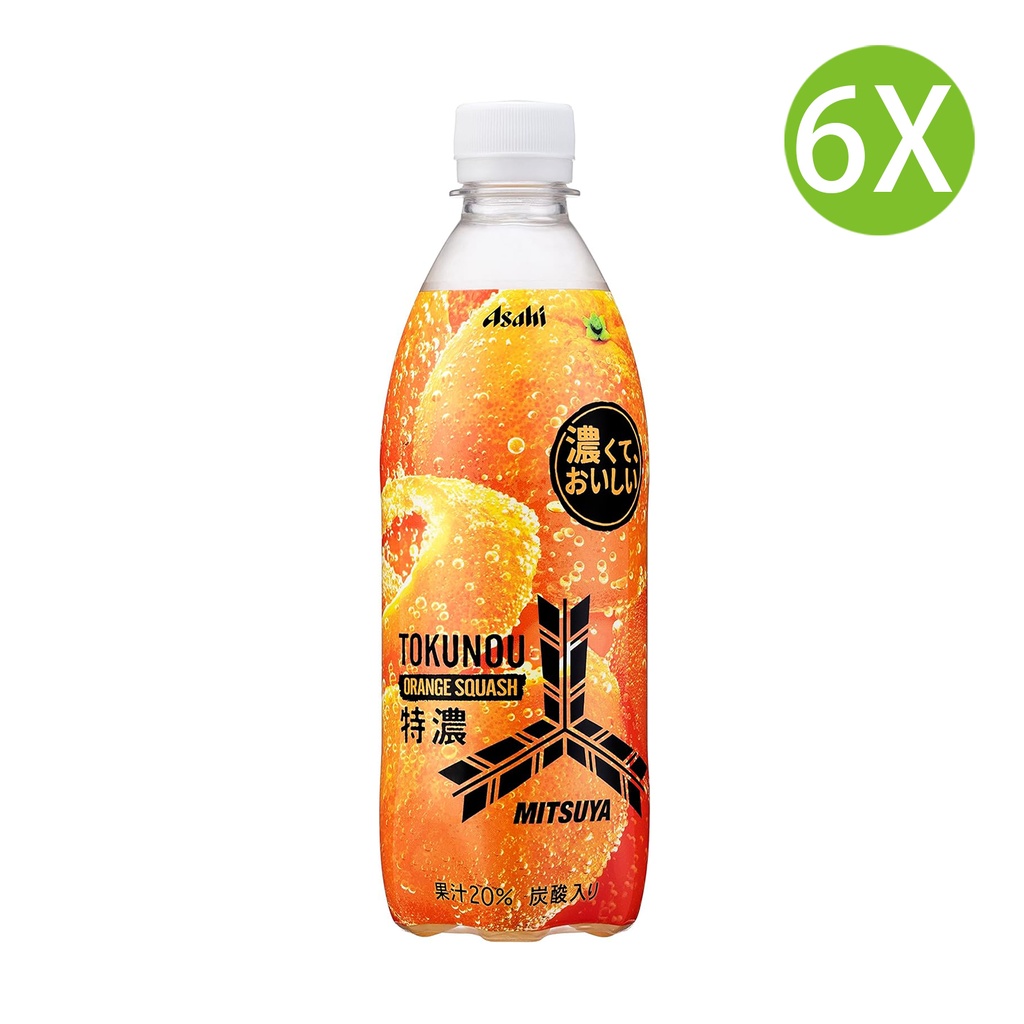6X 日本製 Asahi Mitsuya 三箭特濃 橙汁味 汽水(500ml x 6) [2CLS6] (包裝隨機)
