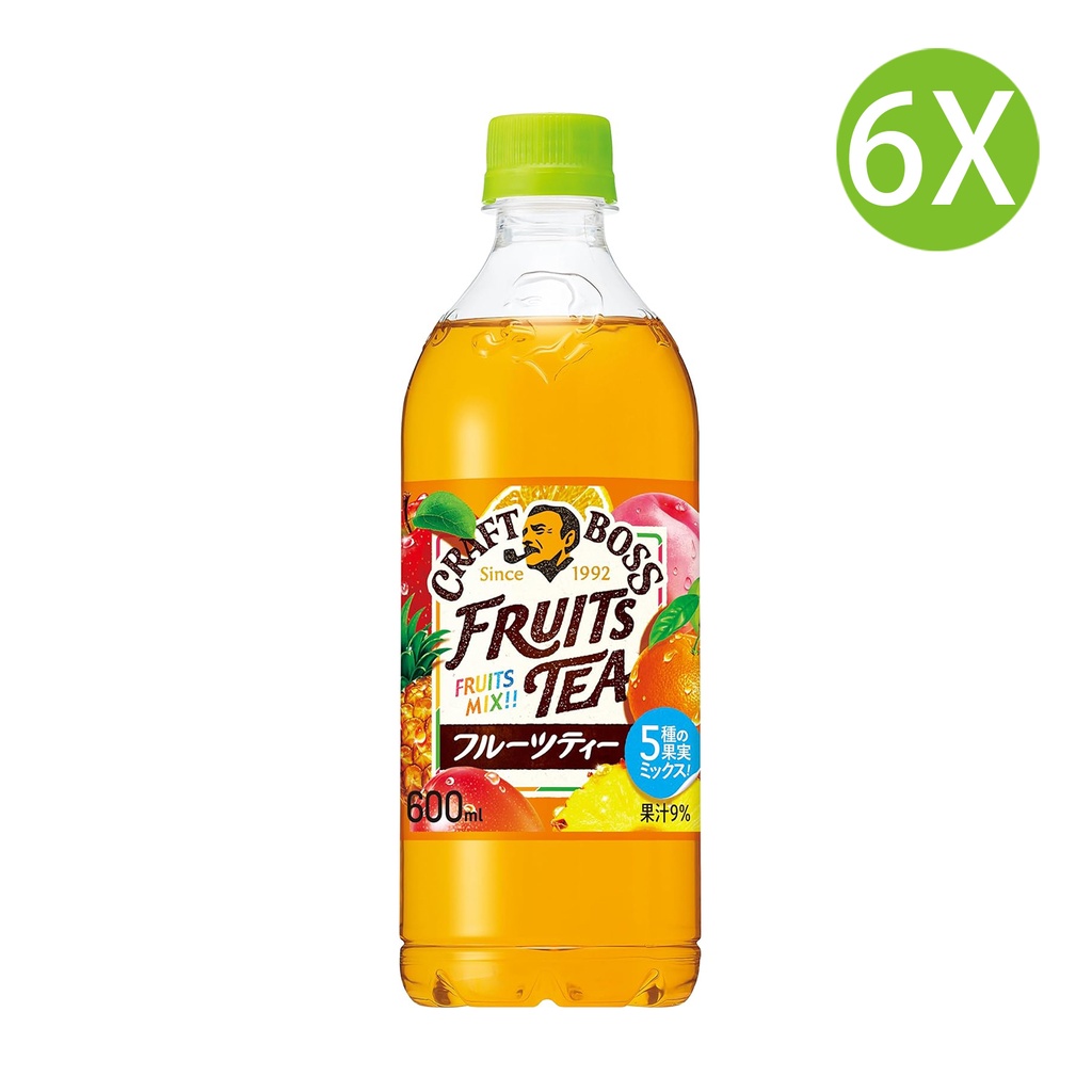 6X 日本製 Suntory Craft Boss 5種水果混合茶 (600ml x 6) (橙色) 藍箱 [FBFTW] (包裝隨機)