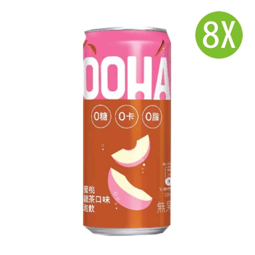 [DKc275x8] 8X OOHA白桃烏龍茶味無糖汽水 罐裝 330mlx8