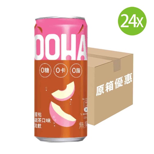 [DKc276] 【原箱24罐】OOHA白桃烏龍茶味無糖汽水 罐裝 330mlx24