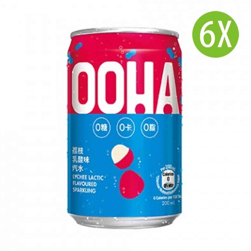 [DKc283x6] 6X OOHA汽水荔枝乳酸味 罐裝 200mlx6