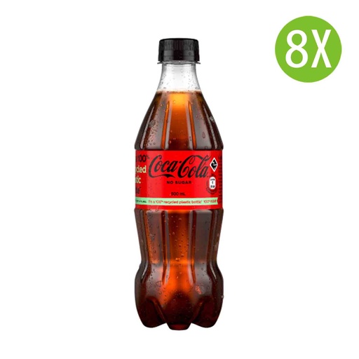 [DKc287x8] 8X 可口可樂汽水 膠樽裝 (無糖)500mlx8