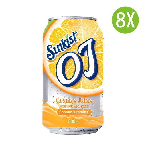 [DKc561x8] 8X 新奇士 Sunkist OJ橙汁飲品 罐裝 無汽 330mlx8