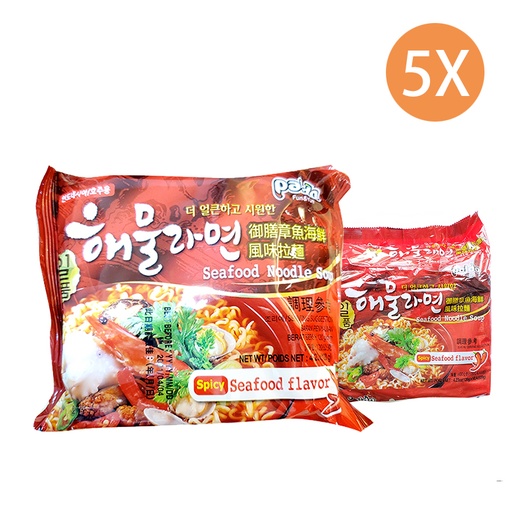 [Fuku08] 5X 韓國製 御膳章魚海鮮風味拉麵 韓國麵,韓國泡麵,韓國即食麵 120g [紅色]