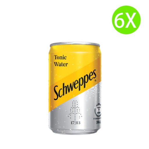[DK06] 香港製 6X Schweppes tonic 玉泉 湯力水 - 黃色罐 迷你罐 (200ml x 6 罐)