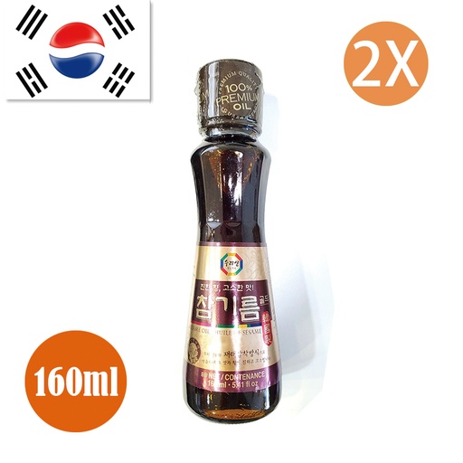[Sauce21] 2X 韓國製 100% 純芝麻油 韓國麻油 樽裝160ml