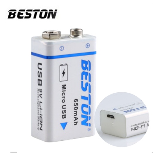 [Batt001] 9V 650mAh 內置USB 可充電  鋰電池 (白色)