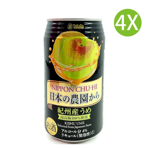 [VinoA80] 4X 日本產 農園 南高梅汽酒 紀州產南高梅果汁汽酒 (350ml x 4) [48412] (包裝隨機)