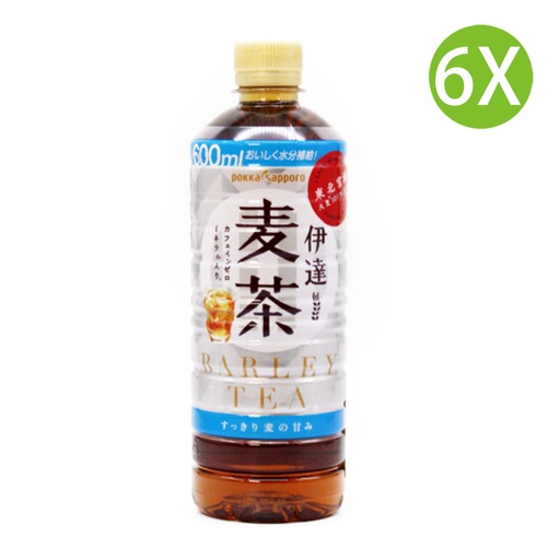 [DKb32x6] 6X 日本製 Sapporo 伊達 礦物質麦茶 (600ml x 6) [WM55]