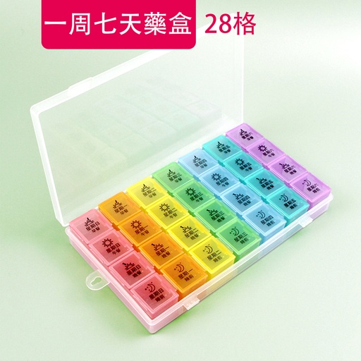 [CareHomeA32] 28格 一週七天藥盒 早中晚睡前藥盒 一日四餐/次 獨立藥盒 藥物收納分格 旅行便攜藥盒