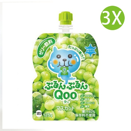 [DKb73x3] 3X 日本製 Qoo 青提味 吸吸啫喱 吸吸果凍飲料 可口可樂美汁源 (125g x 3) 
