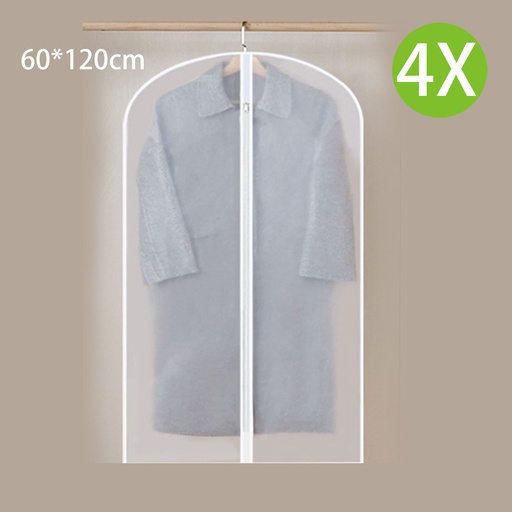 [CareHomeA66x4] 4X 透明衣服防塵袋 (4個裝) 防塵罩 西裝套防塵袋 防潮 60 x 120cm