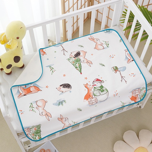 [CareInfant017M] 67x90cm 聖誕雪人嬰兒純棉隔尿墊 防水透氣 可水洗尿墊