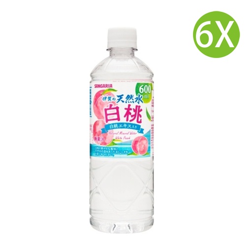 [DKc027x6] 6X 日本製 Sangria 伊賀天然礦泉水白桃 (600ml x 6) [510]
