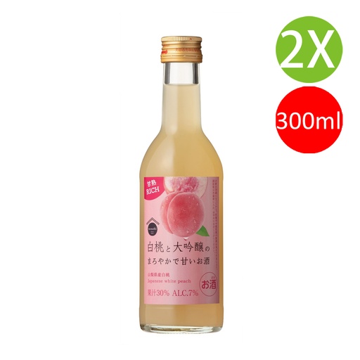 [VinoB60x2] 2X 日本製 盛田 大吟釀清酒 醇厚 小甜酒白桃酒 300ml x 2 [3232199046] (包裝隨機)