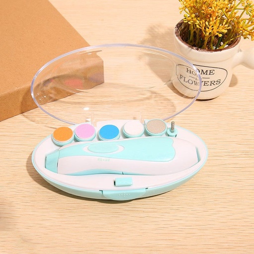 [CareInfant022] 多功能嬰兒電動磨甲器 六合一兒童指甲剪套裝 新生兒指甲打磨工具 藍色