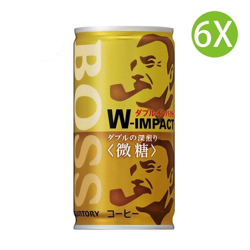[DKc119x6] 6X 日本製 Suntory BOSS 雙重衝擊 咖啡 微糖 (185ml x 6) 罐裝 [FBBMA]