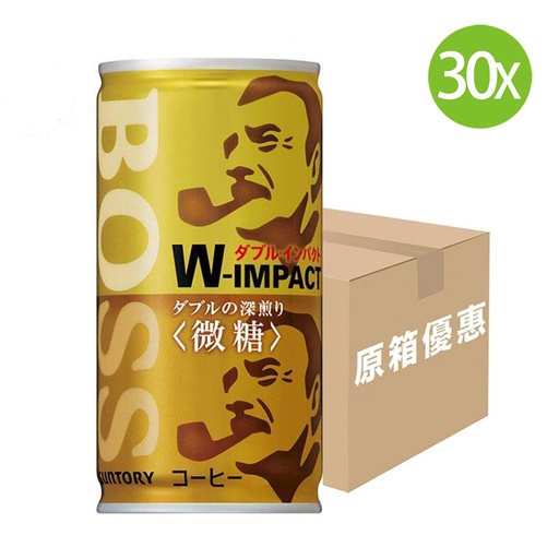 [DKc120] 30X 日本製 Suntory BOSS 雙重衝擊 咖啡 微糖 (185ml x 30) 罐裝 [原箱] [FBBMA]