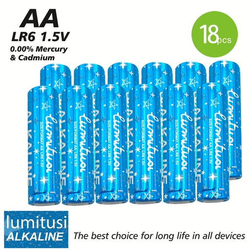[Batt042x18] 18X AA  1.5V 安心長壽鹼性電池 不含汞, 不含鎘, 不含水银 適用于電動玩具 相機 遙控器等 [18]