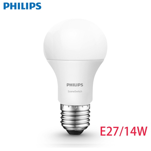 [LightBulb64] 飛利浦 14W 可調光LED燈泡 燈膽 冷白光 (普通開關控制) E27螺頭 6500K 節能燈泡 内置火牛(變壓器) 可調光