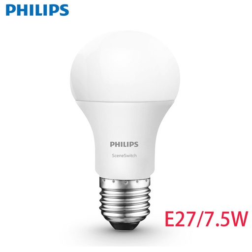 [LightBulb63] 飛利浦 7.5W 可調光LED燈泡 燈膽 暖白光(帶黃光) (普通開關控制) E27螺頭 3000K 節能燈泡 内置火牛(變壓器) 可調光