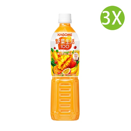 [DKc139x3] 3X 日本製 KAGOME 可果美 野菜生活100 芒果蔬菜混合果汁 (蔬菜汁70%+果汁30%)(720ml x 3) [8445] (包裝隨機)